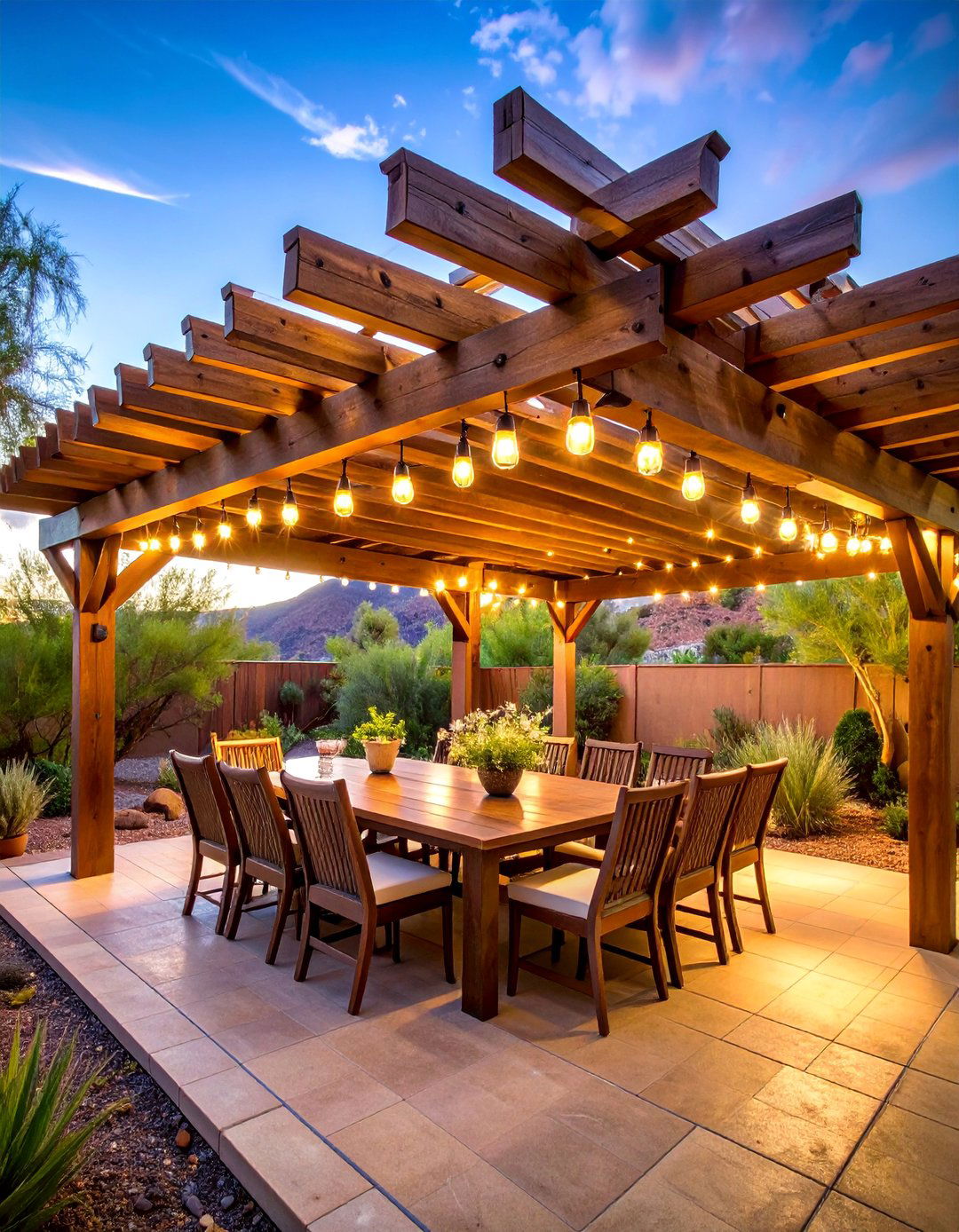 Pergola Shaded Dining Pavilion - 25 Arizona Backyard Ideas