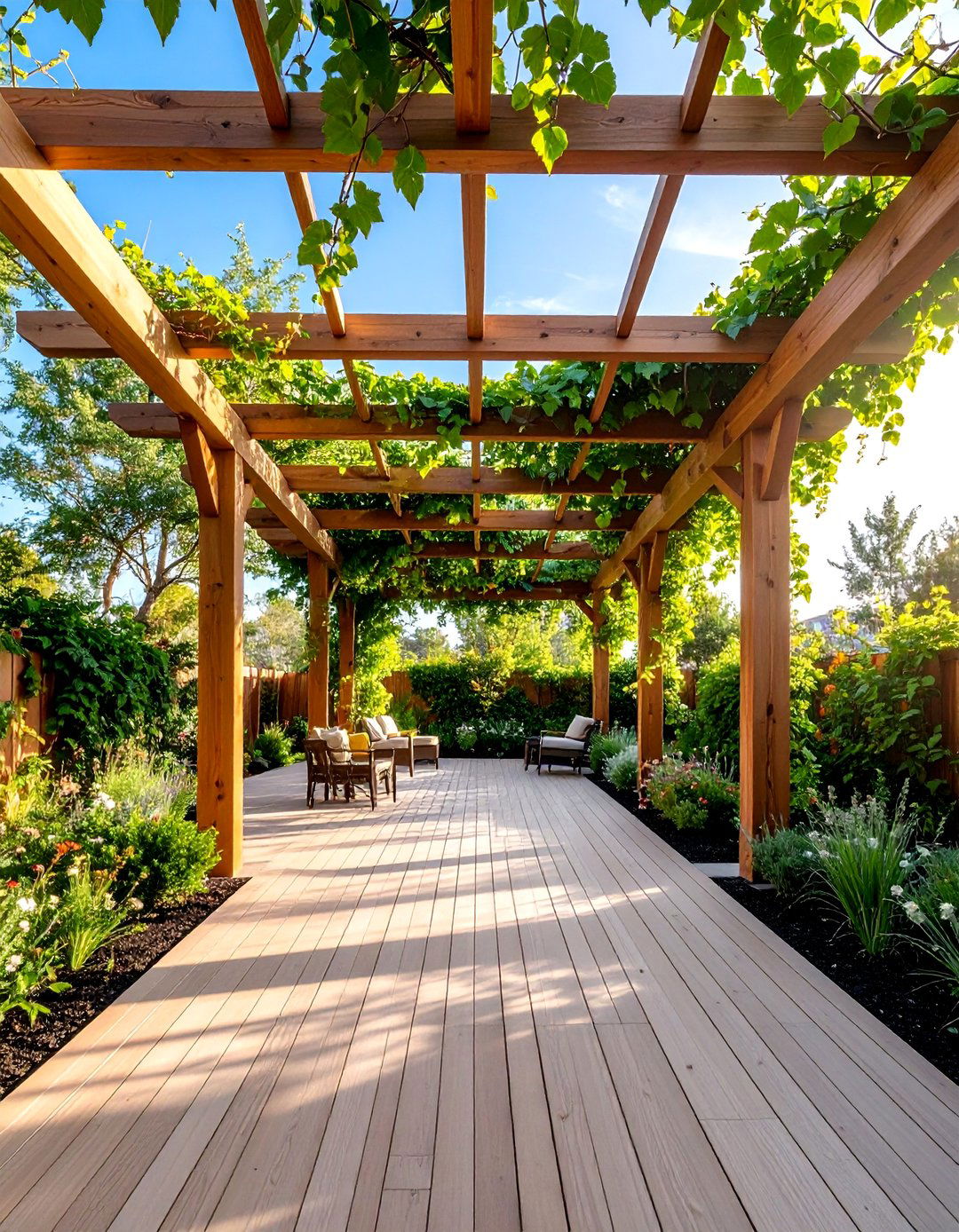 Pergola Vertical Garden with Overhead Vine Canopy - 25 Vertical Garden Ideas