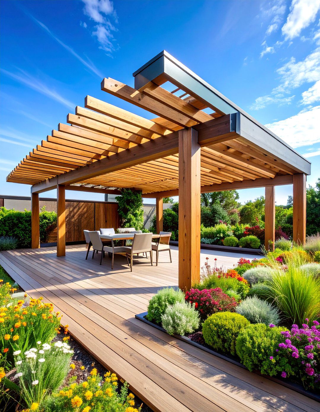 Pergola with Living Roof Garden System - 25 Patio Pergola Ideas