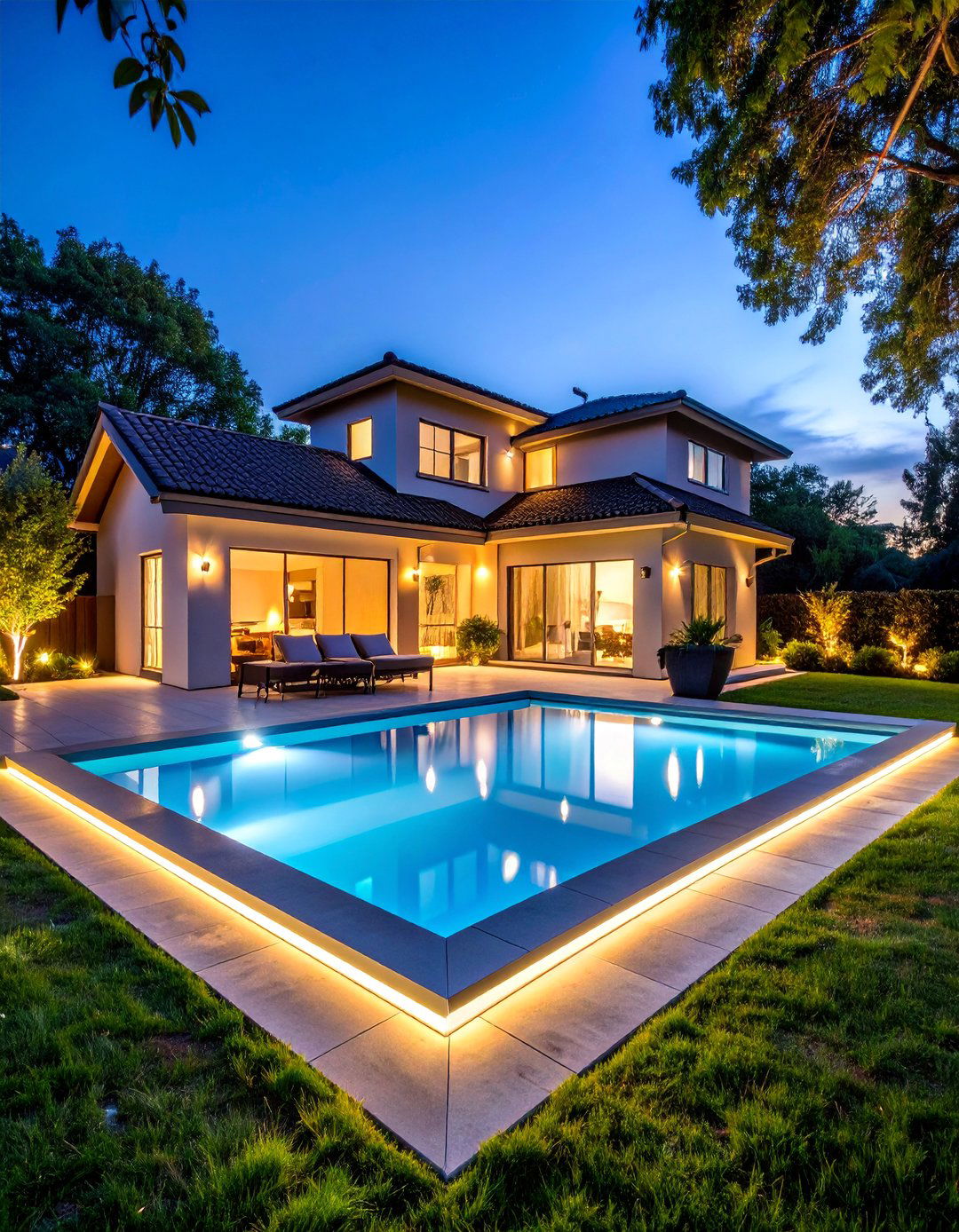 Perimeter LED Strip Pool Lighting for Modern Elegance - 25 Pool Lighting Ideas