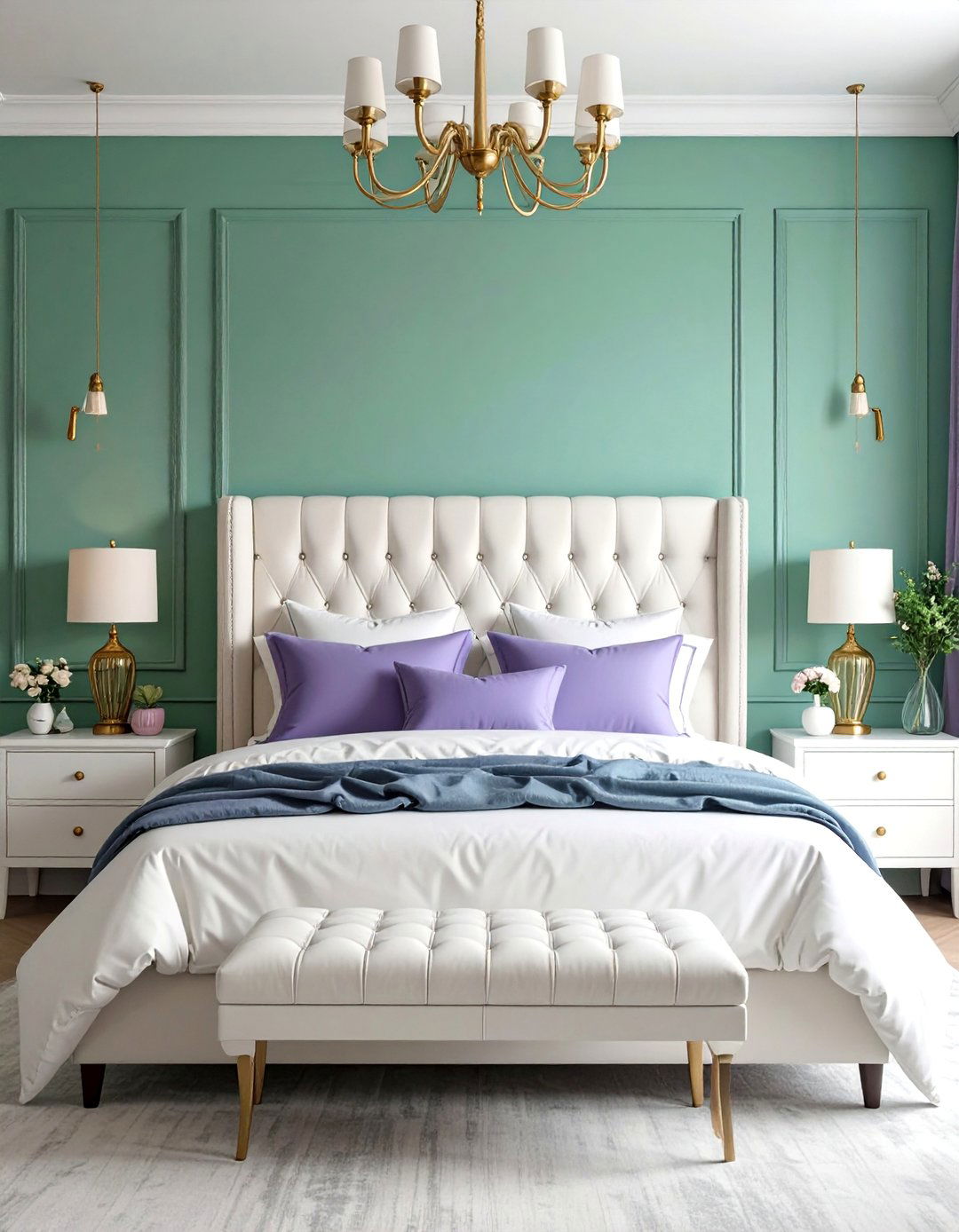 Periwinkle Accent Wall Bedroom with White Furniture - 25 Periwinkle Bedroom Ideas