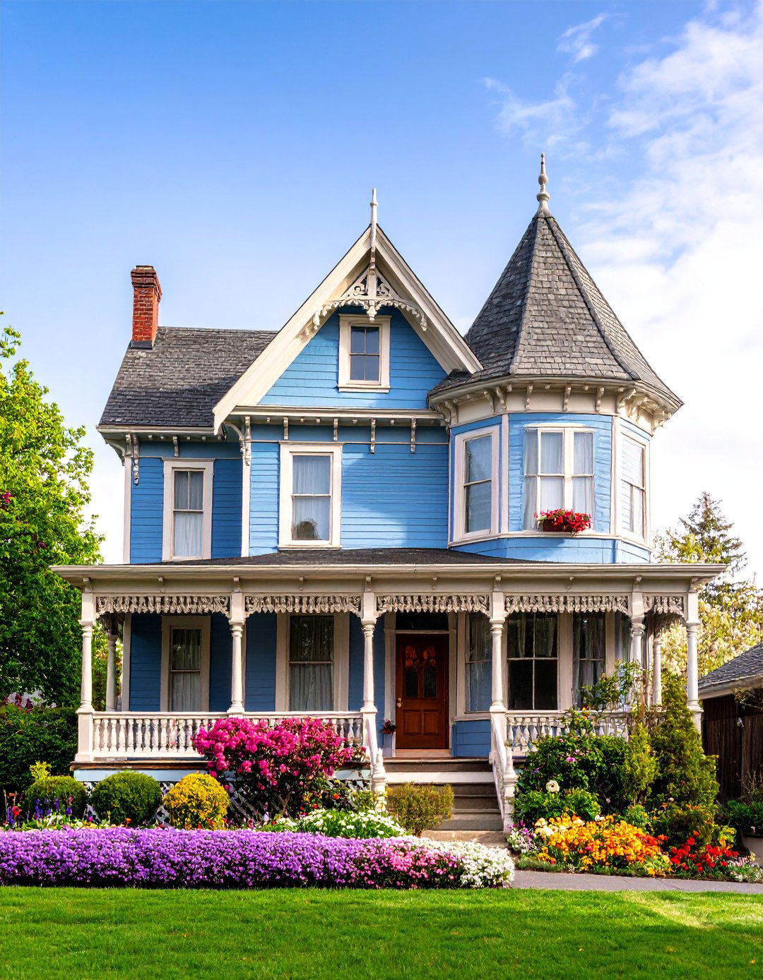 Periwinkle Blue Victorian with Off White Highlights - 25 blue victorian house colors