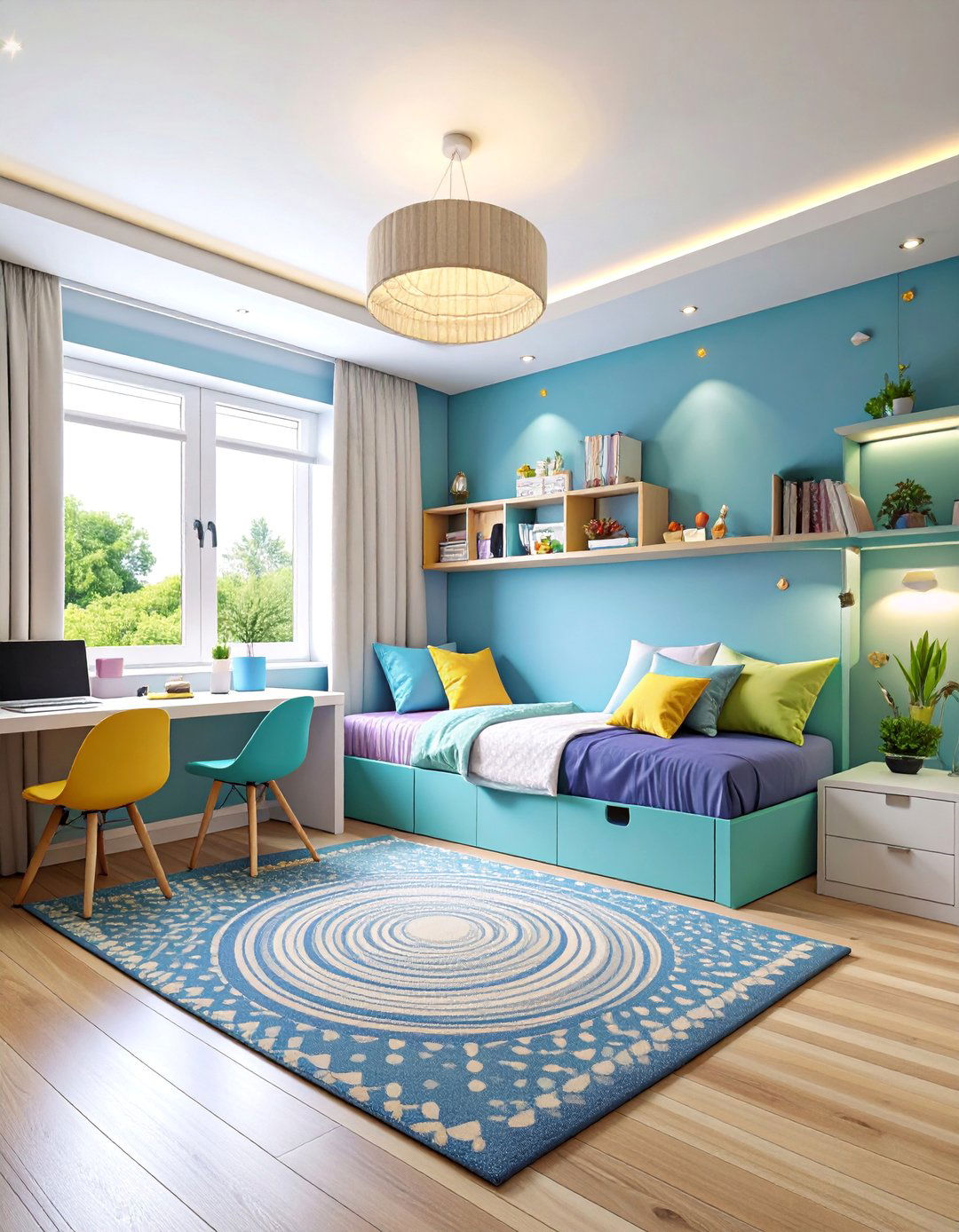 Periwinkle Teen Bedroom with Study Area Integration - 25 Periwinkle Bedroom Ideas