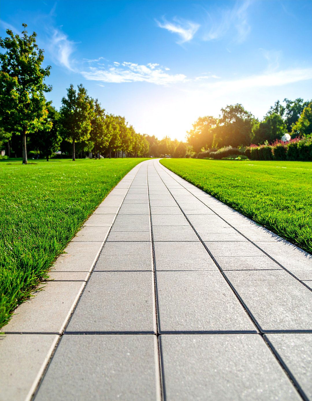 Permeable Grass Strip Asphalt Walkway - 25 Asphalt Walkway Ideas