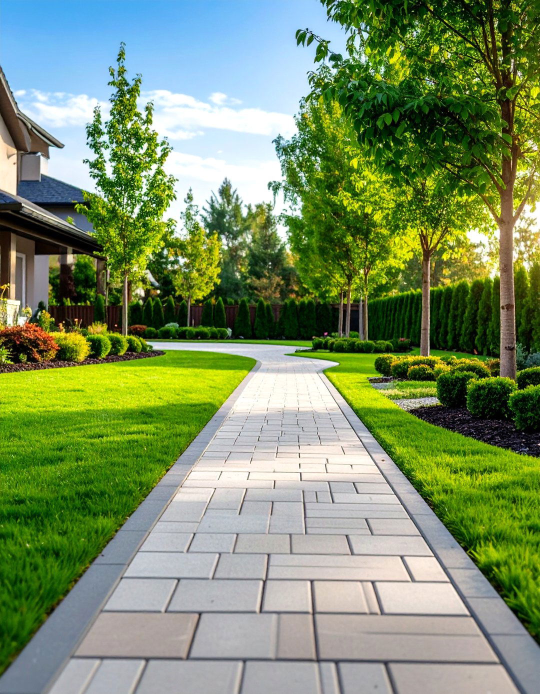 Permeable Paver Driveway with Grass Strips - 25 Hardscape Ideas