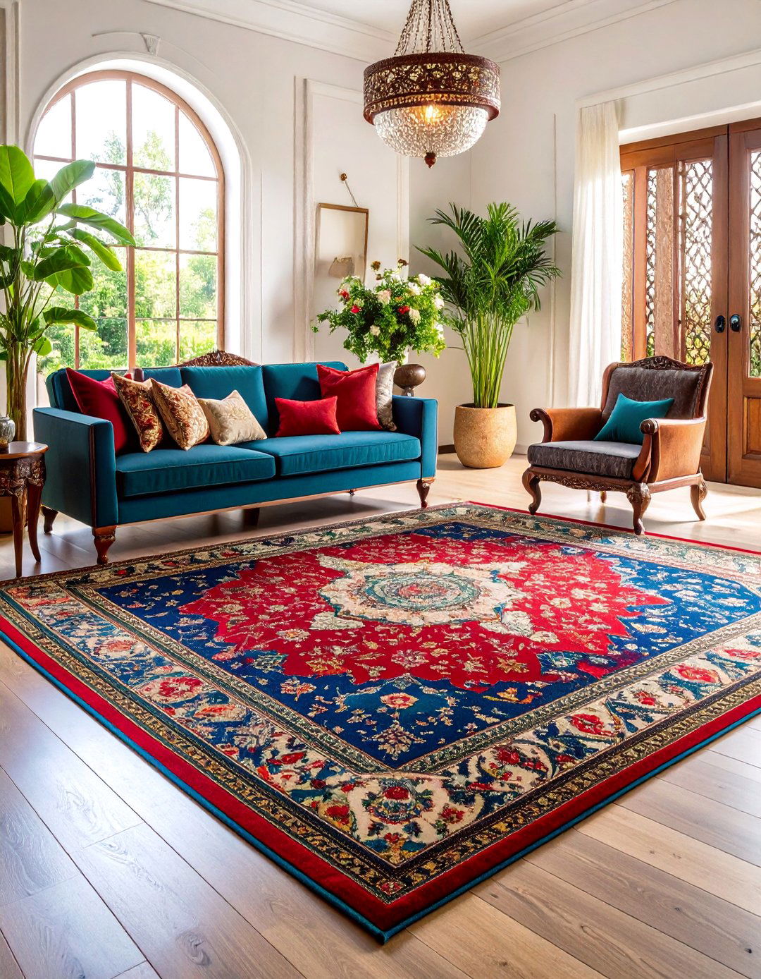 Persian Oriental Jewel Tone Elegance Carpet - 25 Living Room Carpet Ideas