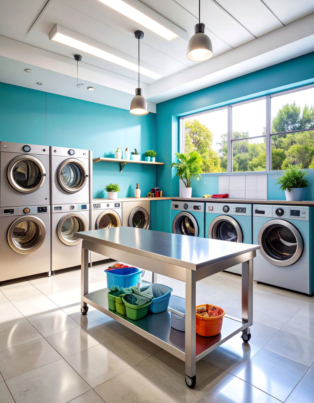 Pet Friendly Stainless Steel Laundry Room Countertops - 25 Laundry Room Countertop Ideas