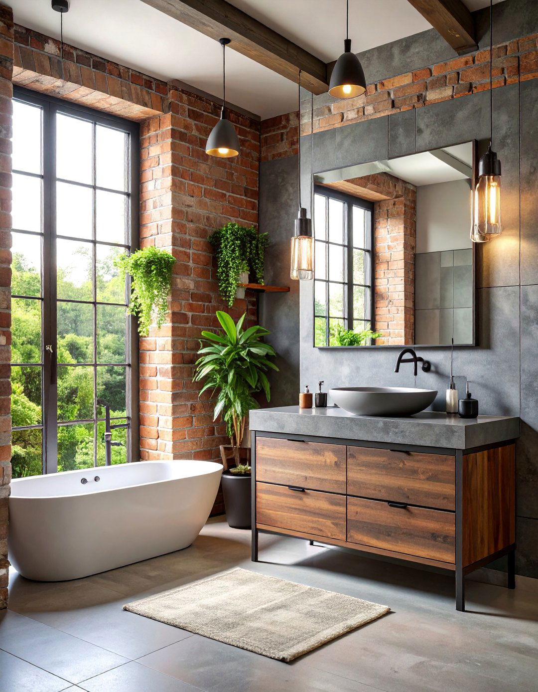 Pewter Gray Half Wall Industrial Chic - 25 Half-wall Tile Bathroom Ideas