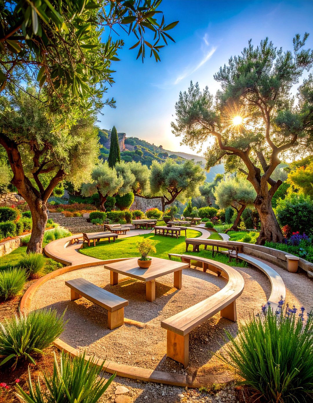 Philosophers Academy Garden with Learning Spaces - 25 Greek Garden Ideas
