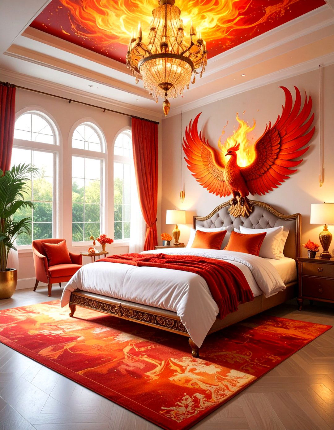 Phoenix Fire Bedroom with Warm Flame Colors - 25 Fantasy Bedroom Ideas