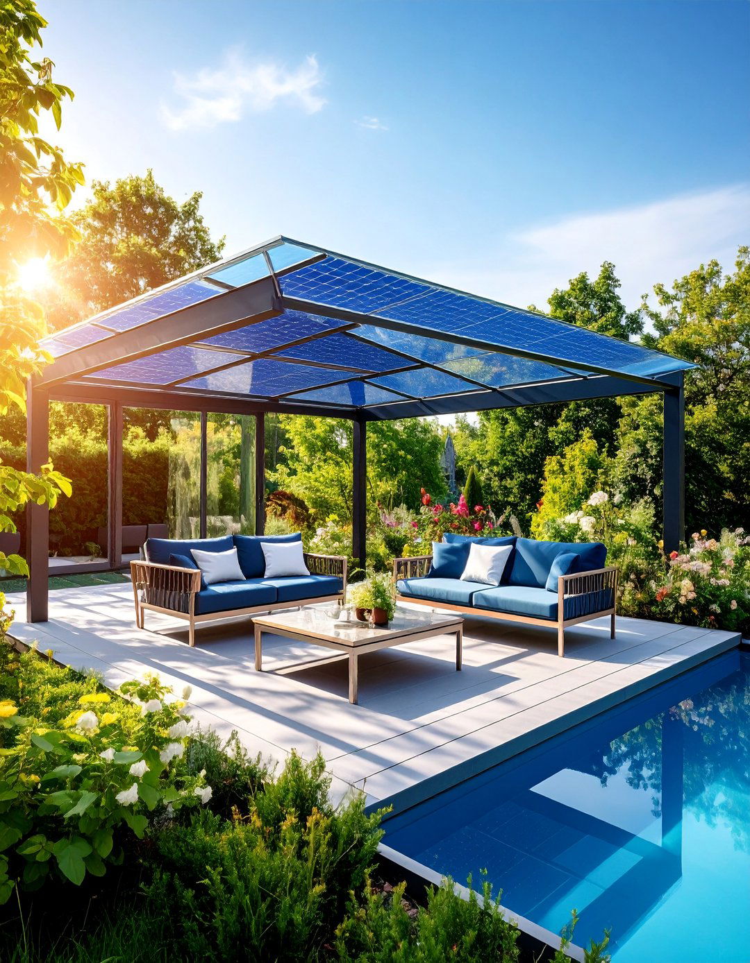 Photovoltaic Glass Pergola Roof - 25 Pergola Roof Ideas