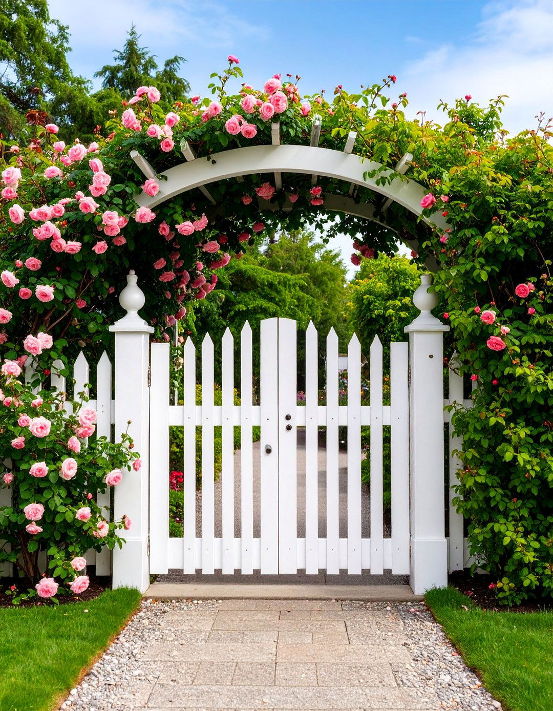 Picket Fence Gate With Climbing Rose Arbor - 25 Fence Gate Ideas