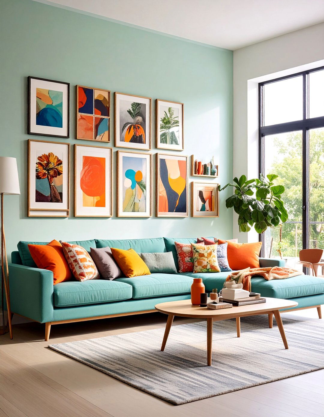 Picture Ledge Gallery with Rotating Artwork - 25 living room wall decor ideas
