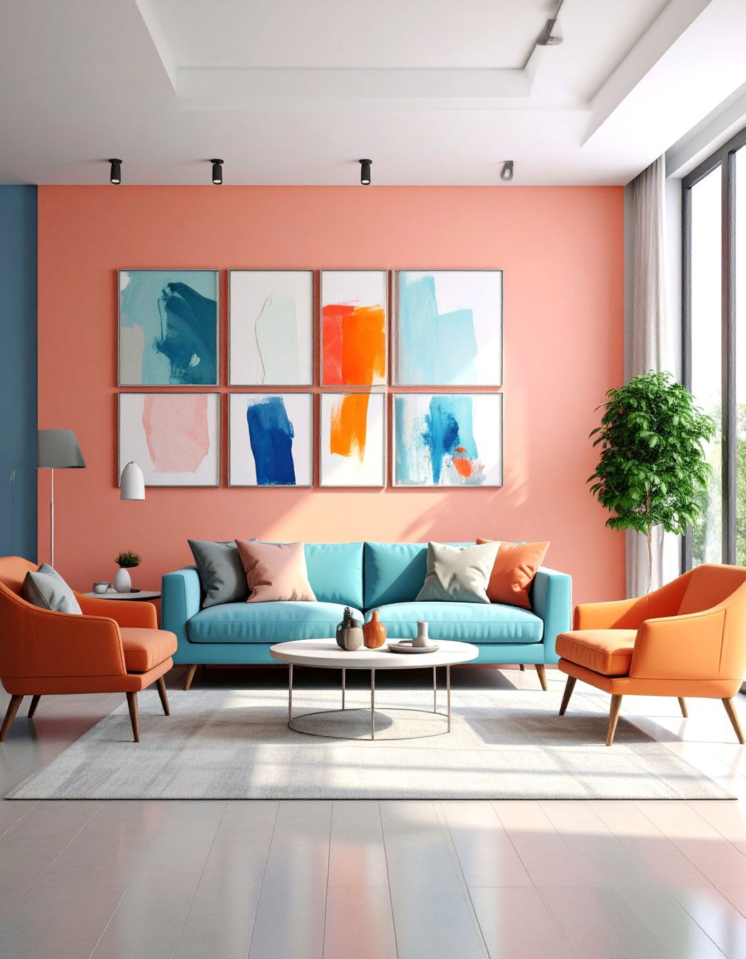 Picture Lighting Gallery Wall with Adjustable Spotlights - 25 Living Room Wall Lighting Ideas