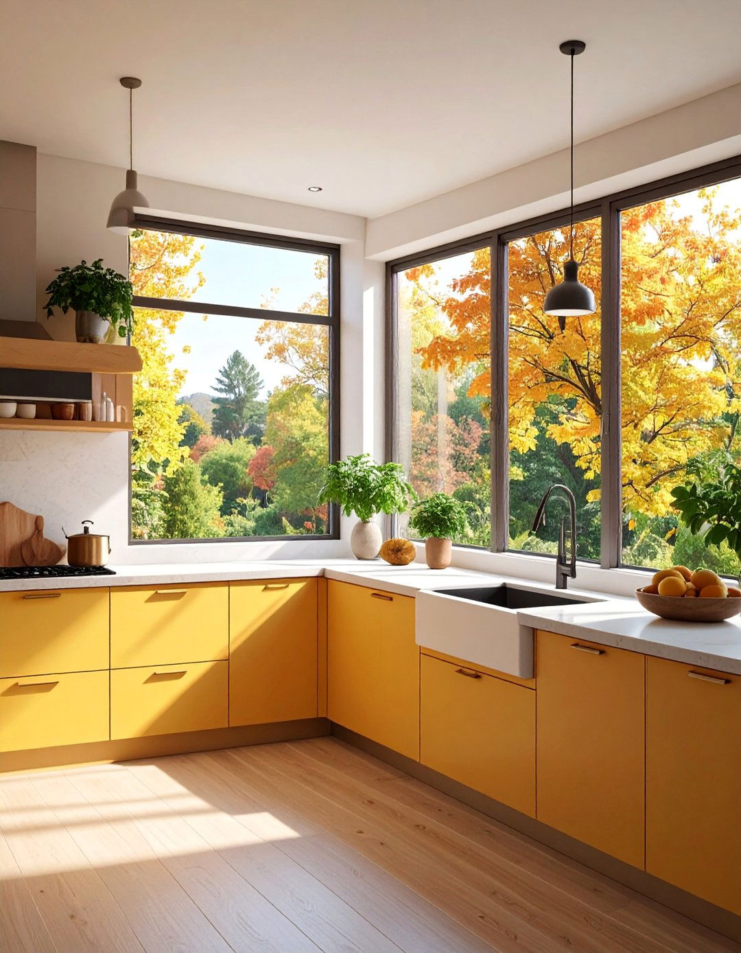 Picture Window with Corner Sink Placement - 25 Kitchen Window Ideas