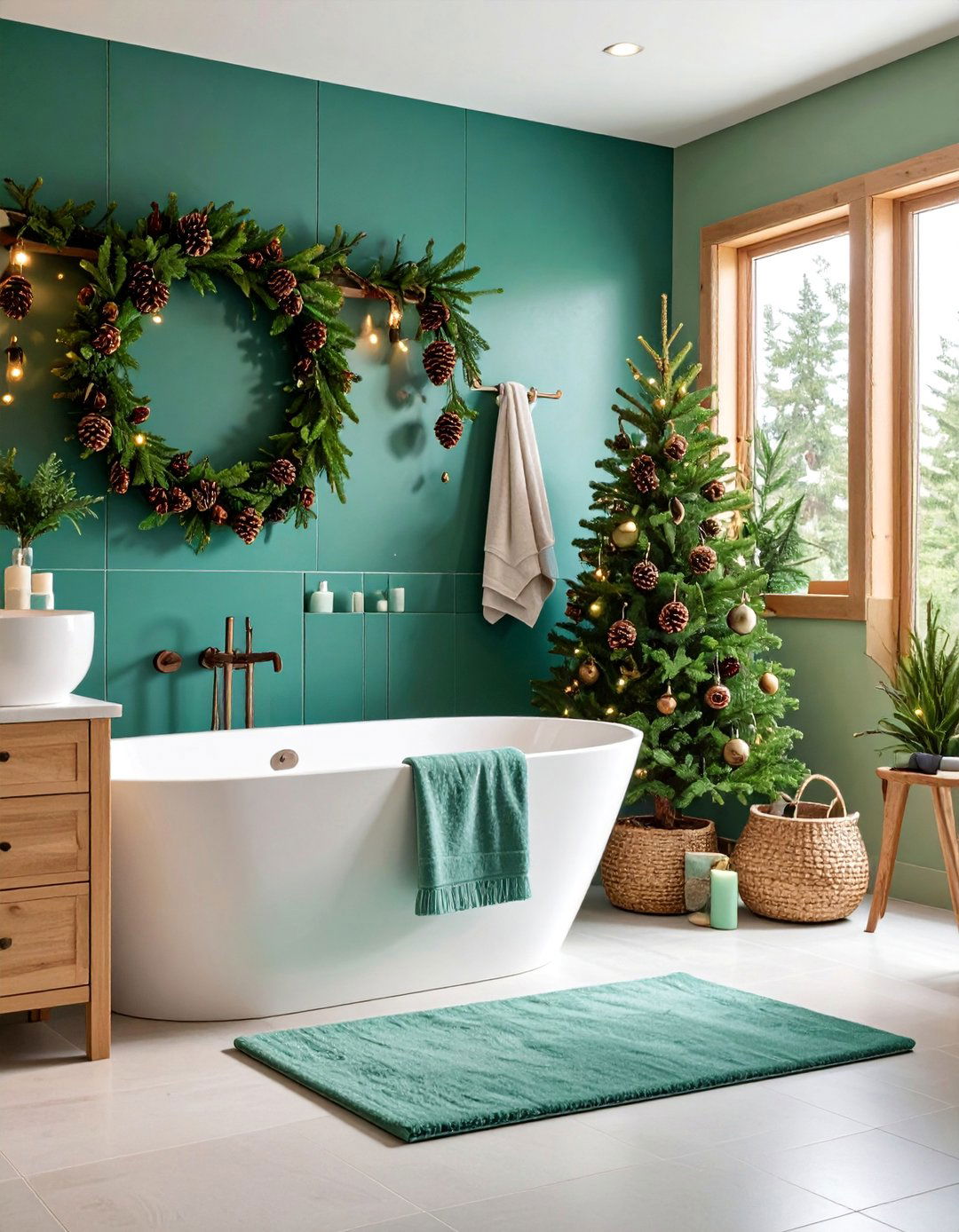 Pine Cone and Woodland Theme Log Cabin Bathroom - 25 Log Cabin Bathroom Ideas