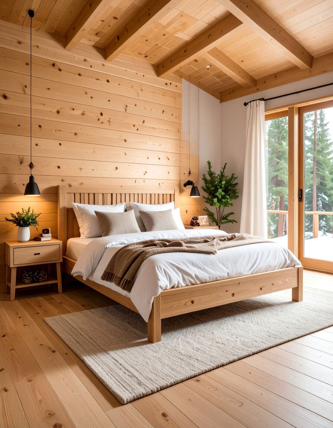 Pine Cottage Bedroom with Natural Wood Features - 25 Cottage Bedroom Ideas
