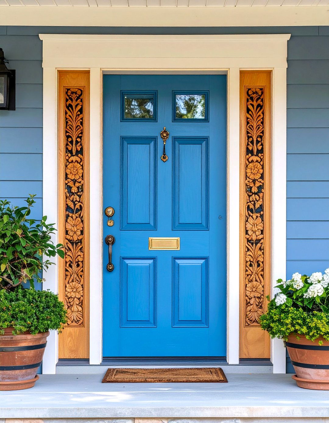 Pine Door with Hand Carved Details - 25 Rustic Front Door Ideas