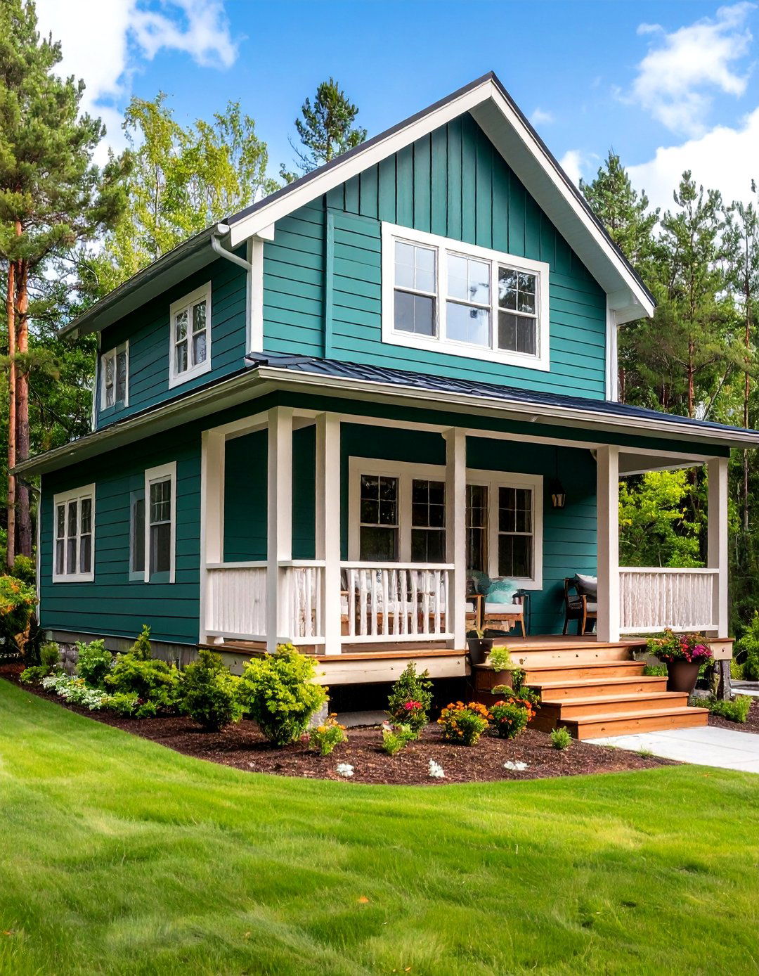 Pine Green Farmhouse with Screened Porch Addition - 25 Farmhouse Green Exterior Home Ideas
