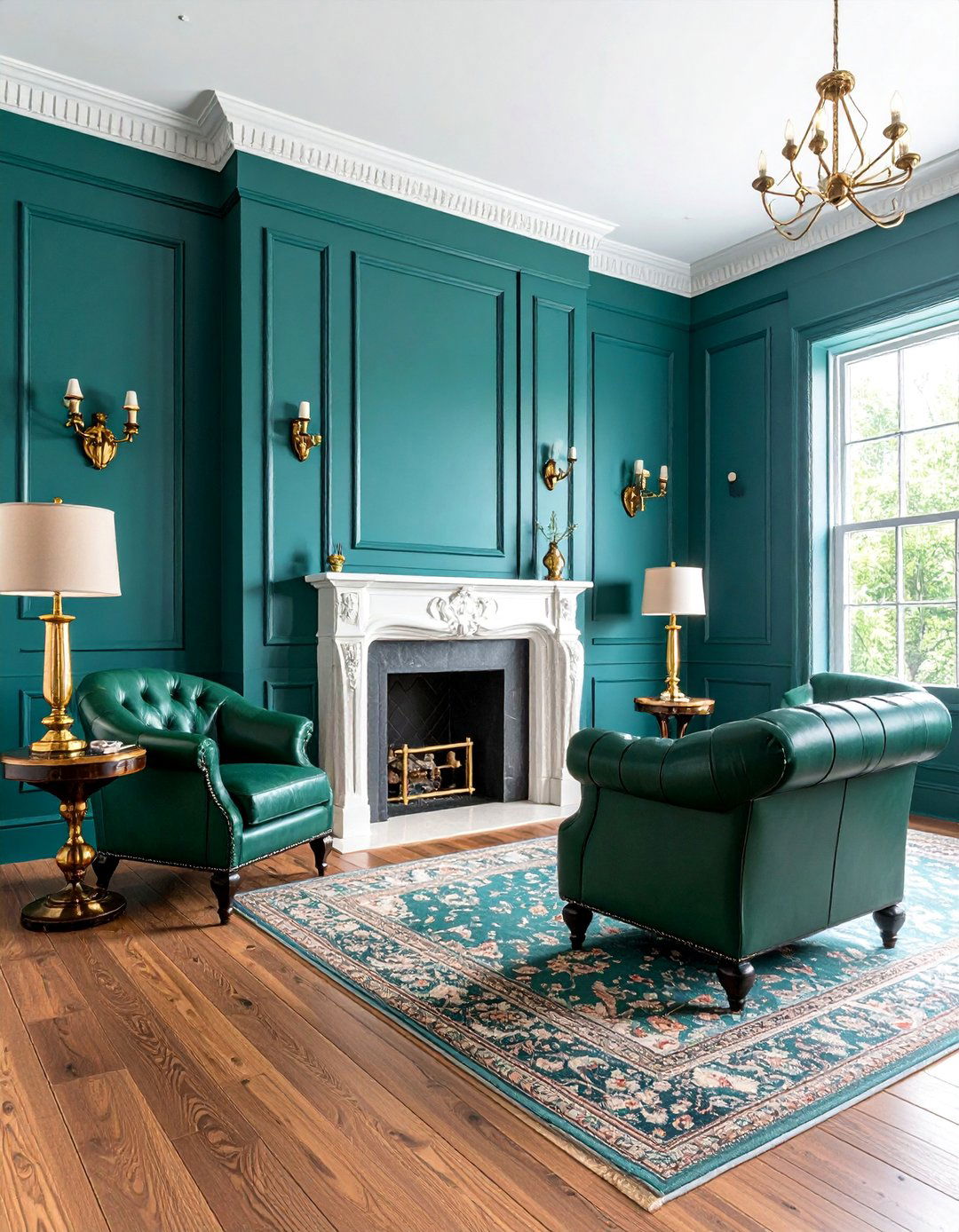 Pine Green Painted Wood Paneling Surround - 25 Green Fireplace Ideas