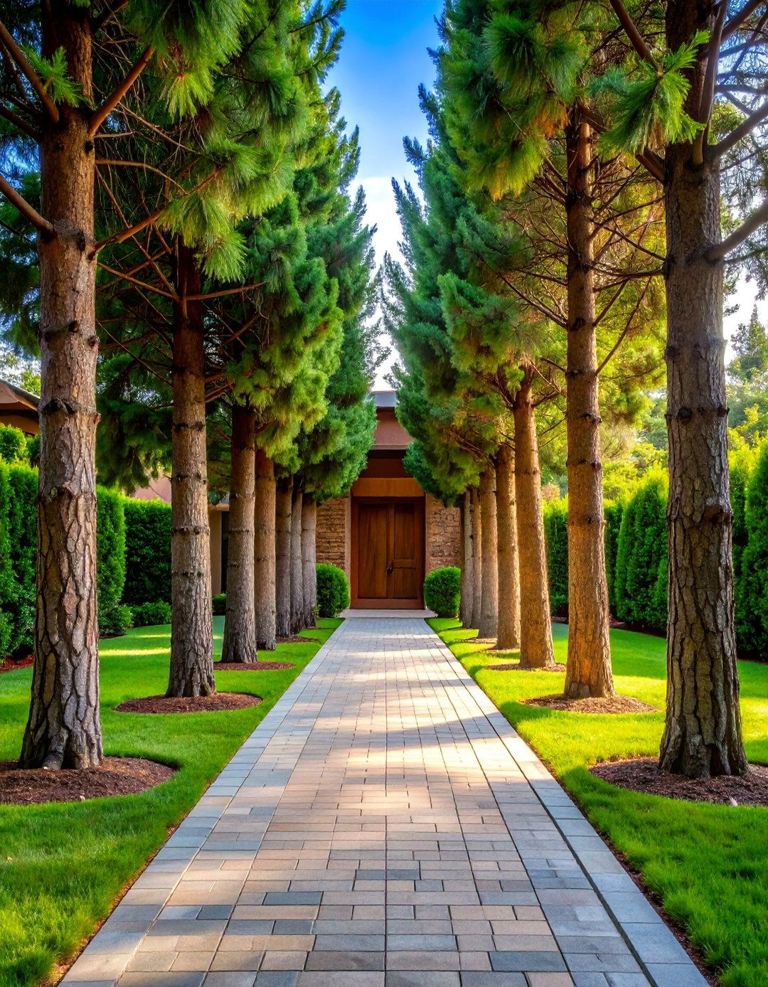 Pine Tree Entrance Court Design - 25 Pine Tree Landscape Ideas