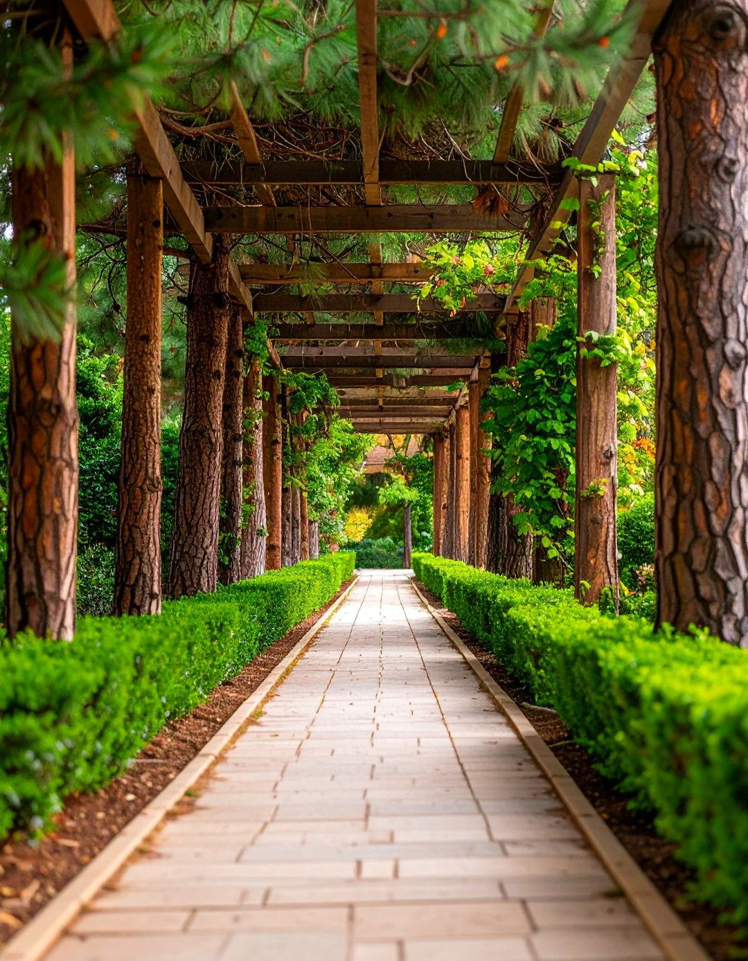 Pine Tree Pathway Border Design - 25 Pine Tree Landscape Ideas