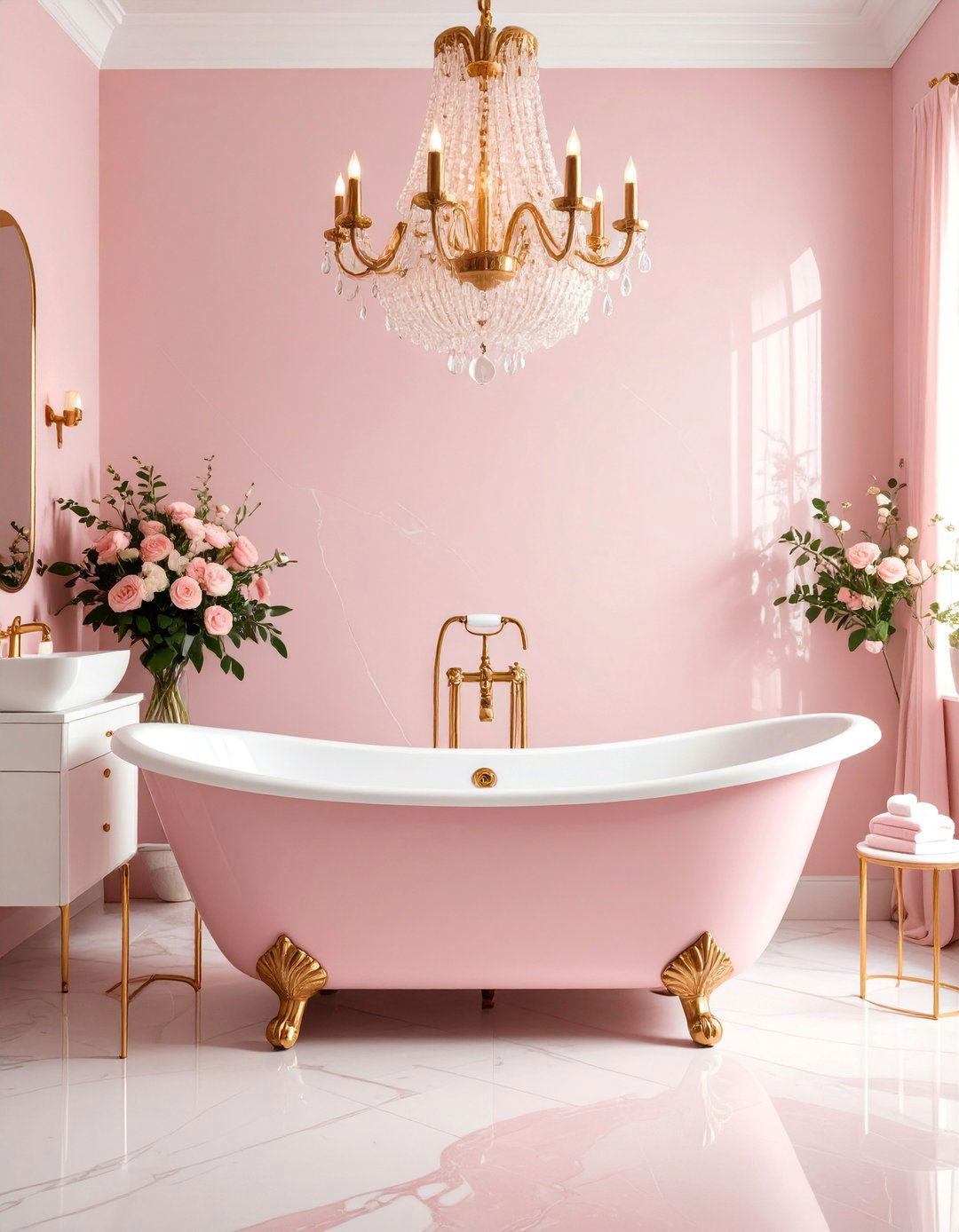 Pink Blush Paradise with Marble - 25 Romantic Bathroom Ideas