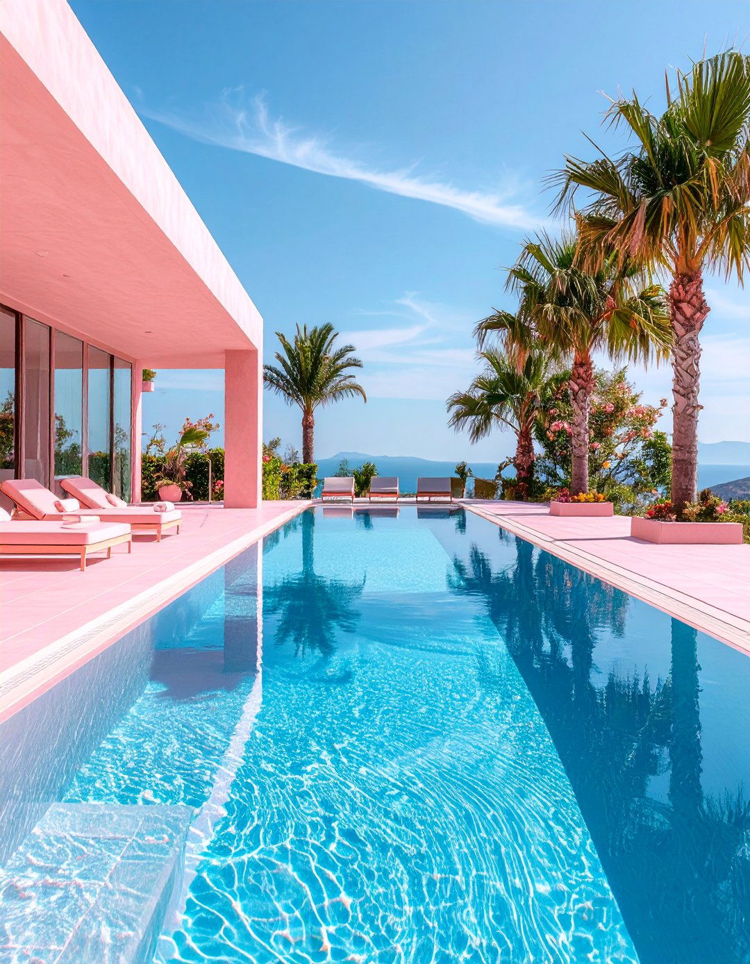 Pink Boutique Hotel Style Waterline - 25 Waterline Pool Tile Ideas