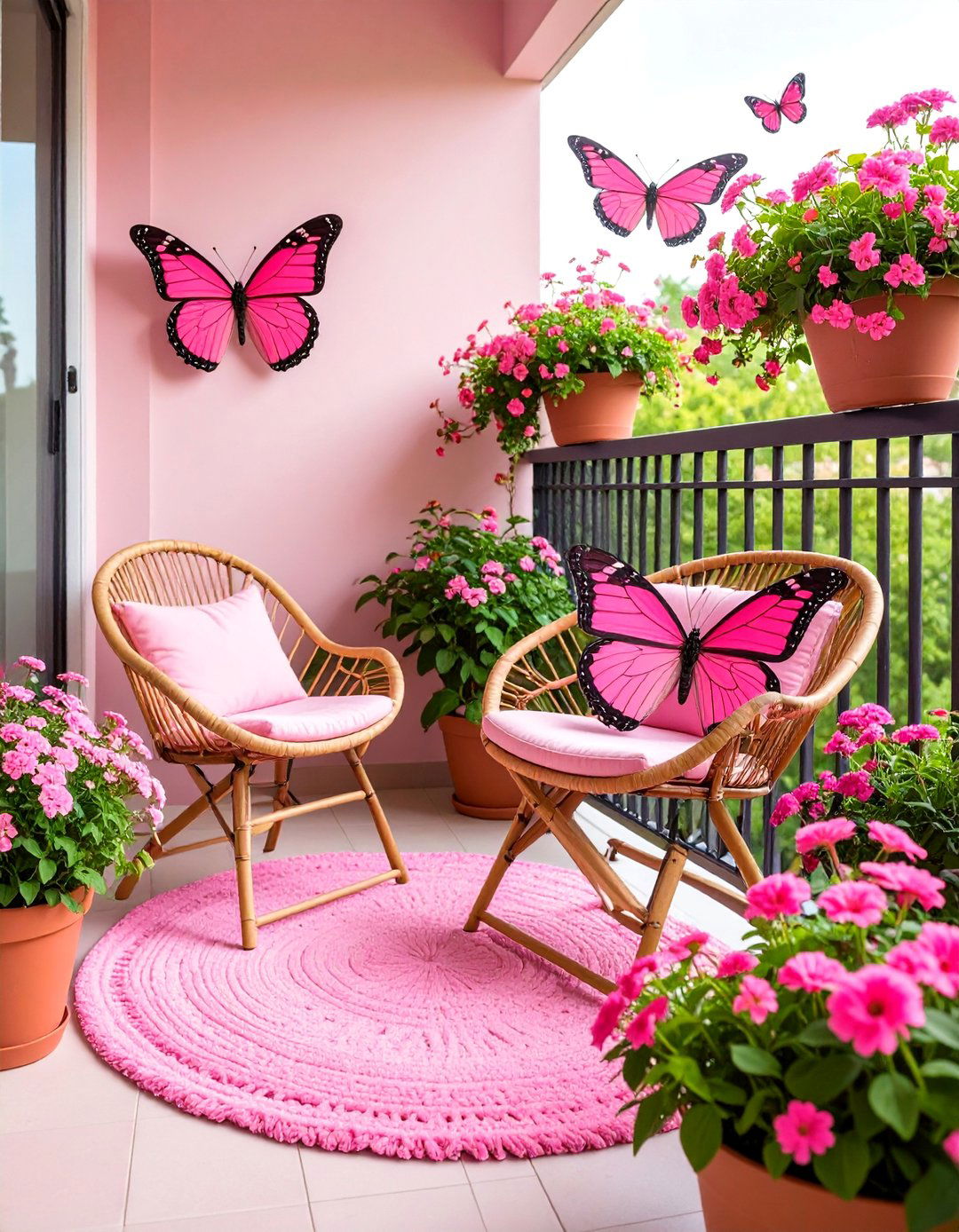 Pink Butterfly Balcony Garden - 25 Pink Garden Ideas