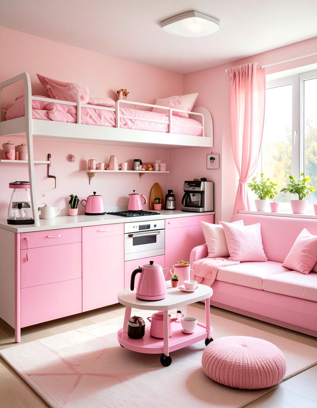 Pink Cozy Coffee and Tea Station - 25 Pink Dorm Room Ideas