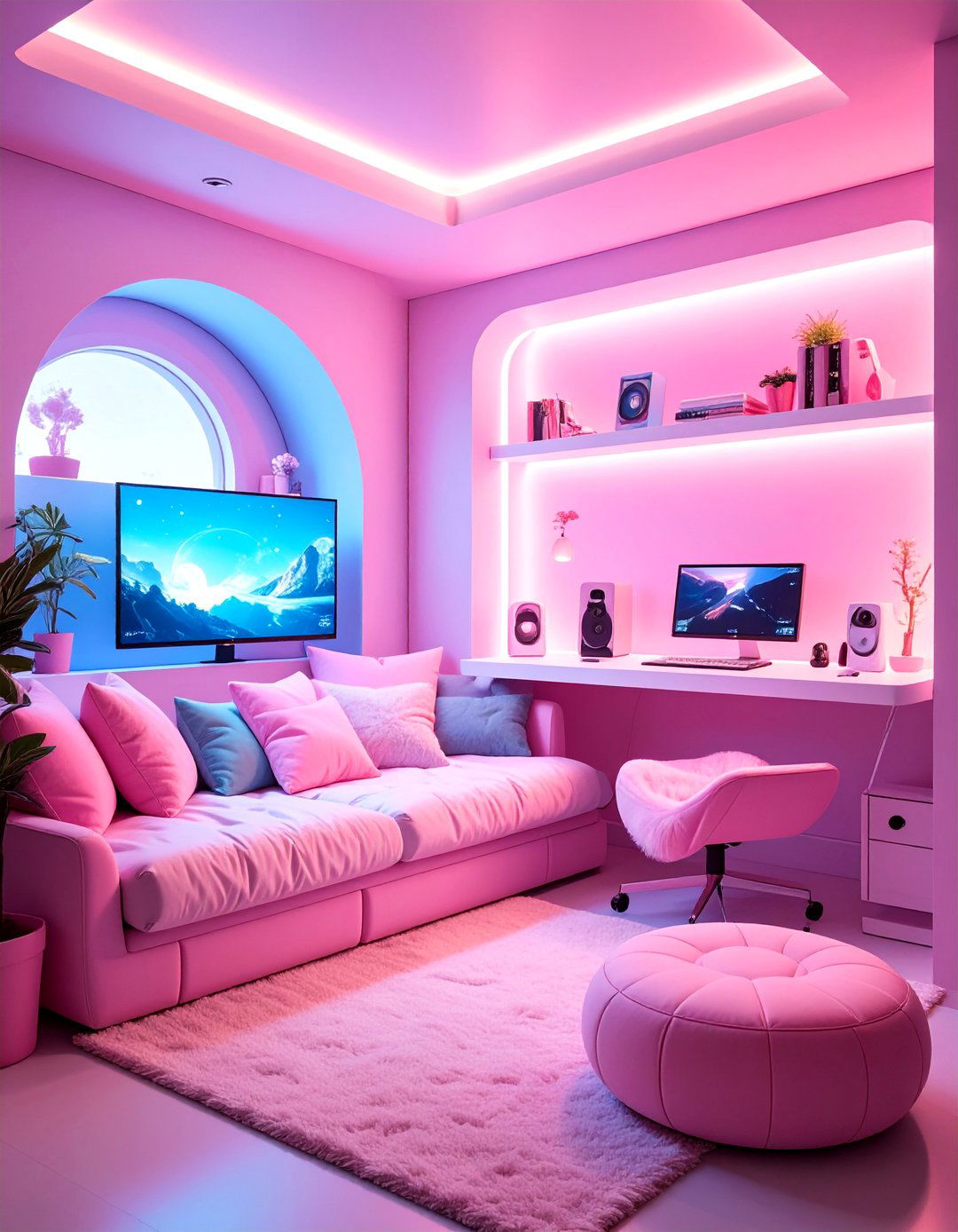 Pink Cozy Corner Gaming Setup - 25 Pink Gaming Setup Ideas