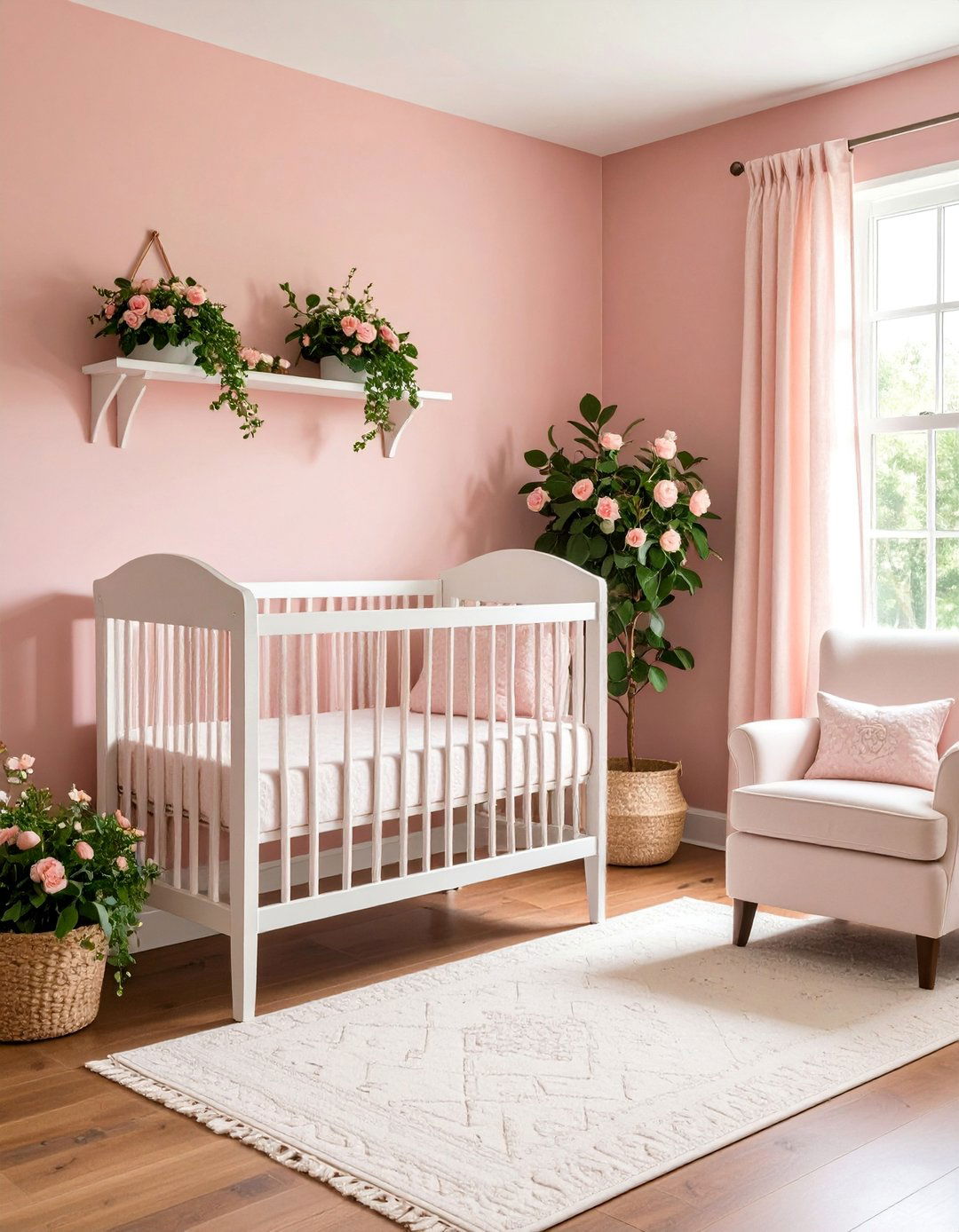 Pink Farmhouse Nursery with Vintage Rose Accents - 25 Farmhouse Nursery Ideas