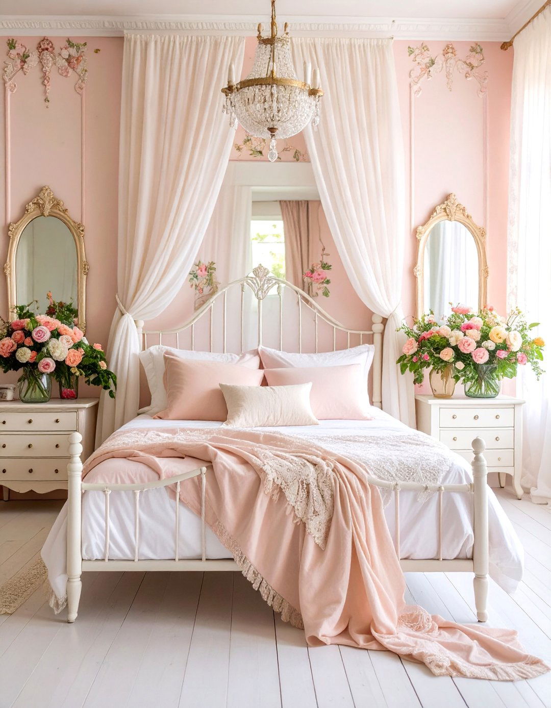 Pink Floral Vintage Cottage Bedroom - 25 Pink Boho Bedroom Ideas