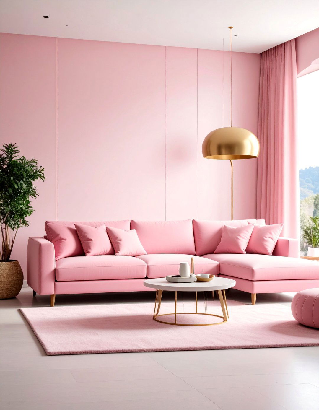 Pink Furniture Focus Living Room with Statement Pieces - 25 Pink Living Room Ideas