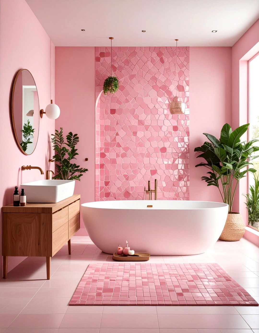 Pink Mosaic Artistic Expression - 25 Pink Bathroom Ideas