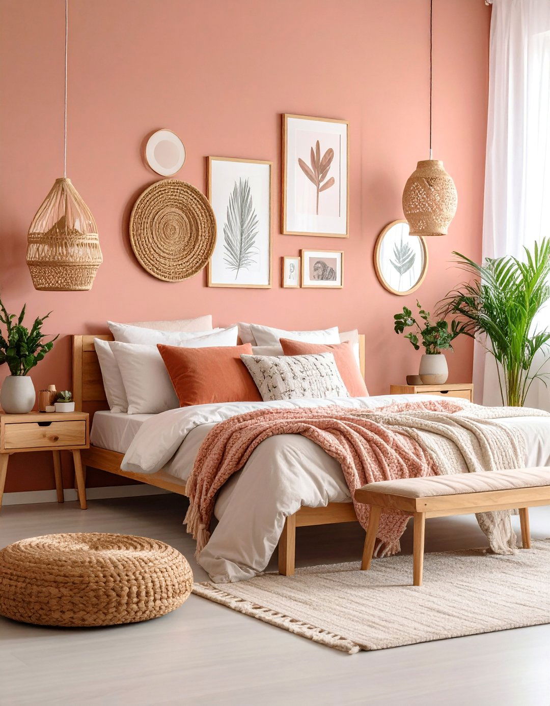 Pink Ombre Wall Gallery Bedroom - 25 Pink Boho Bedroom Ideas
