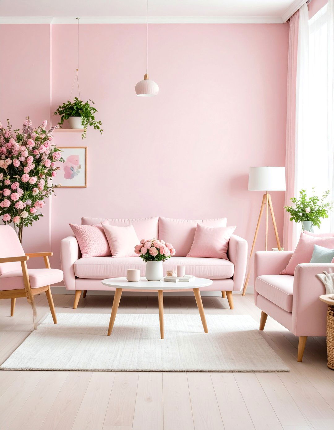 Pink Pastel Living Room with Soft Color Harmony - 25 Pink Living Room Ideas