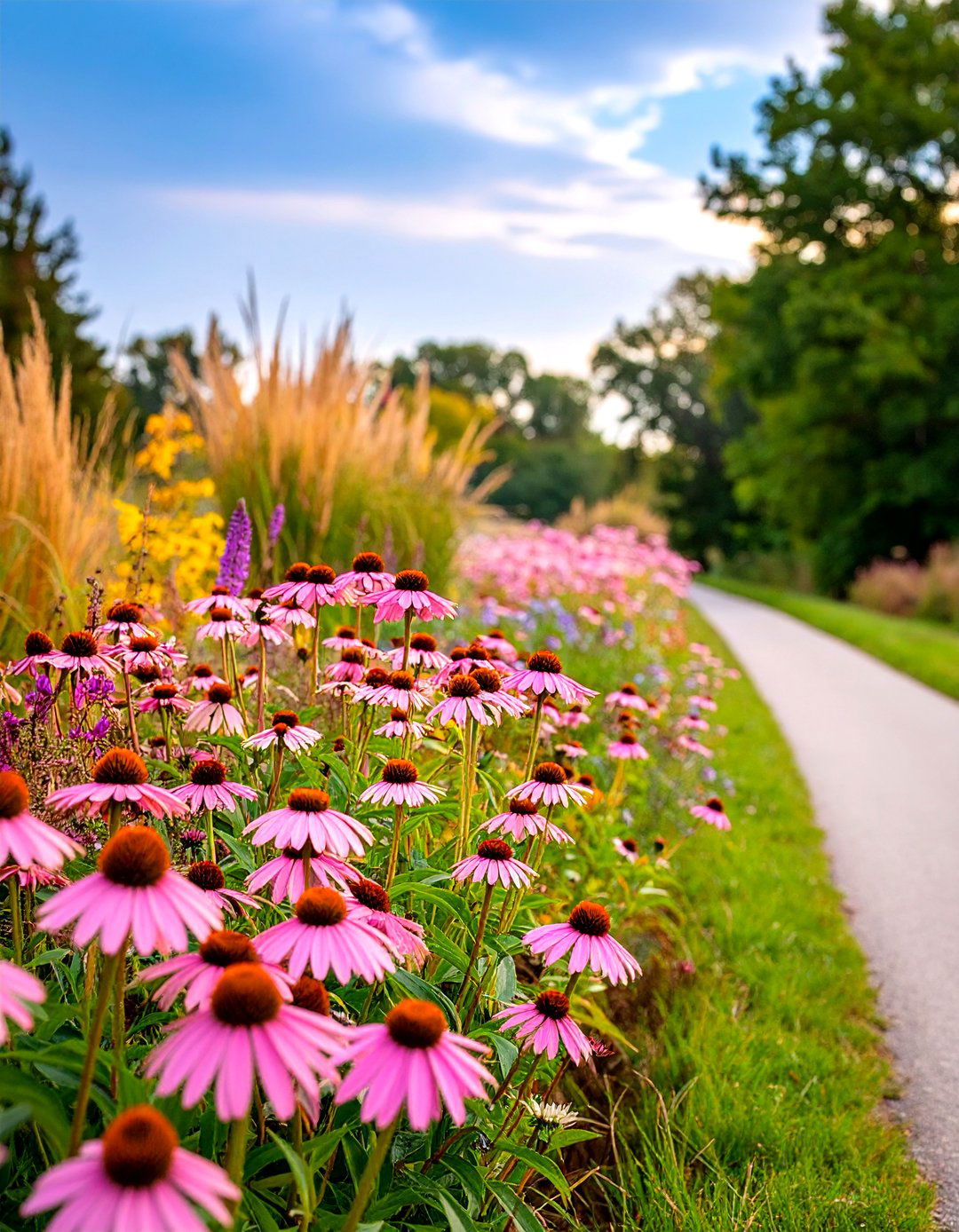 Pink Prairie Style Wildflower Garden Strip - 25 Pink Garden Ideas