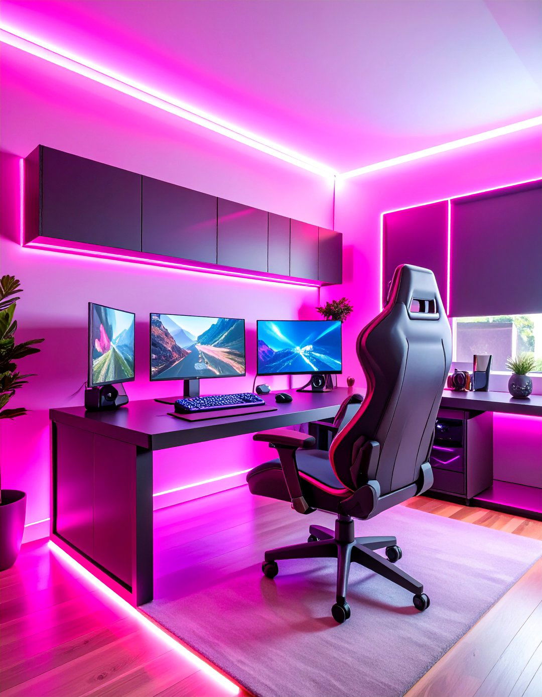 Pink RGB Synchronized Gaming Setup - 25 Pink Gaming Setup Ideas