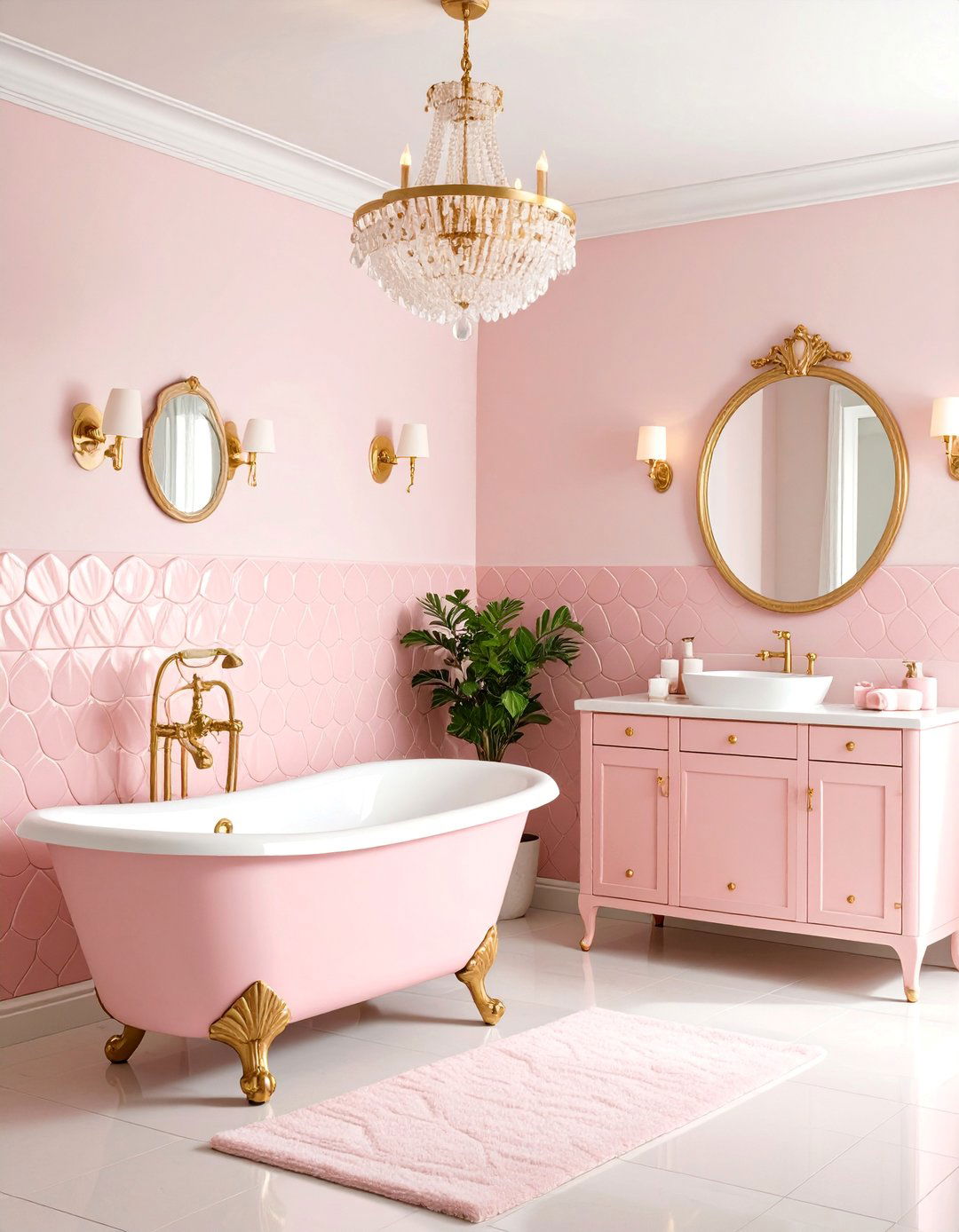 Pink Scallop Tile Feminine Bathroom - 25 Pink Tile Bathroom Ideas