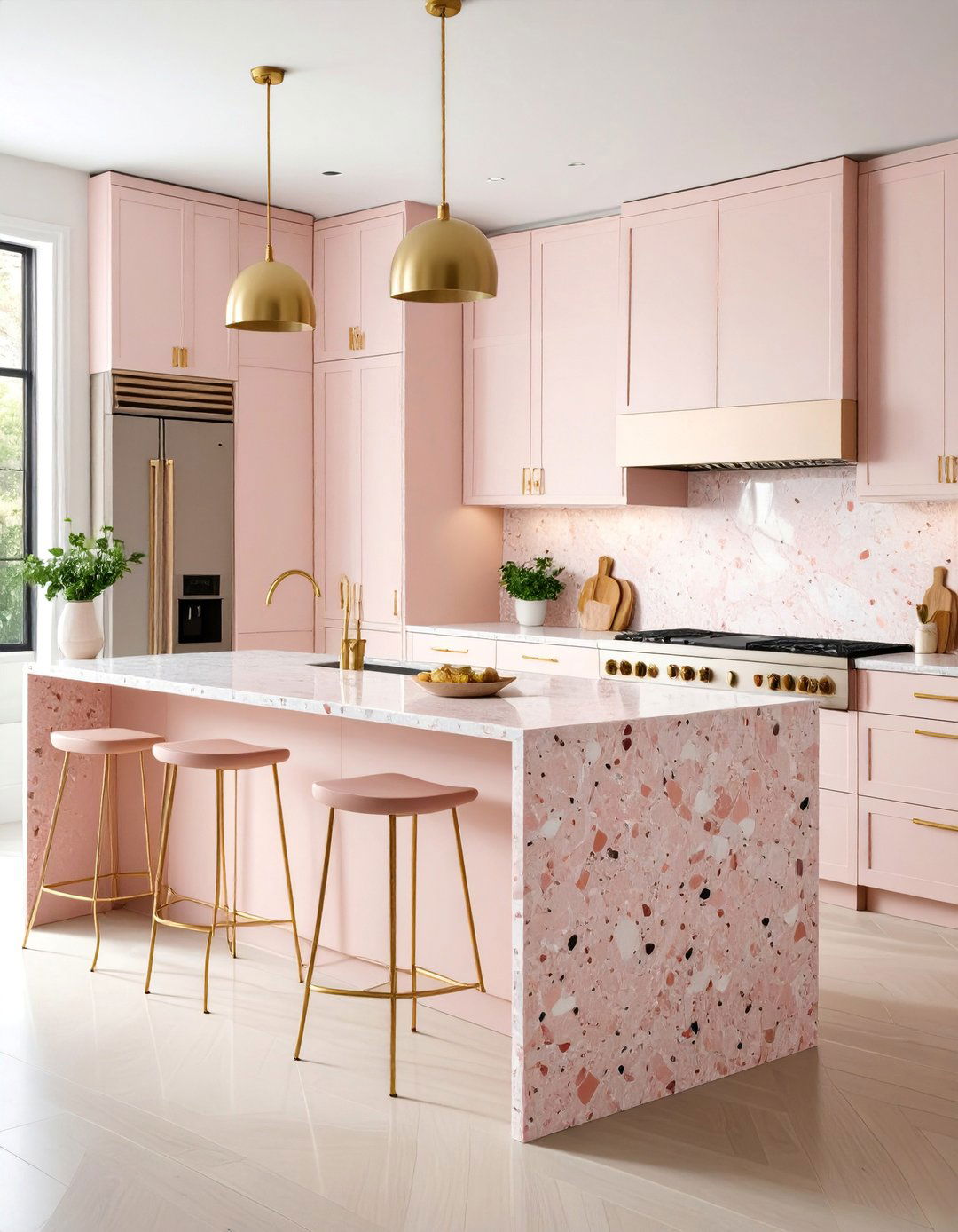 Pink Terrazzo Countertops with Millennial Kitchen Design - 25 Terrazzo Kitchen Countertops