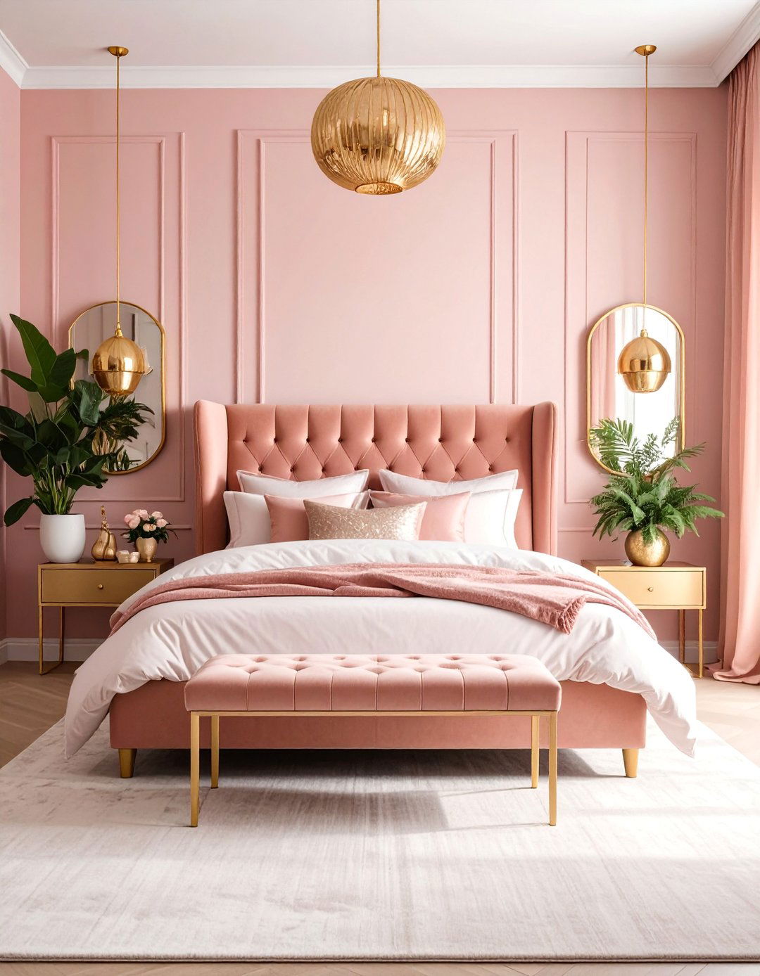 Pink and Gold Glamorous Boho Bedroom - 25 Pink Boho Bedroom Ideas