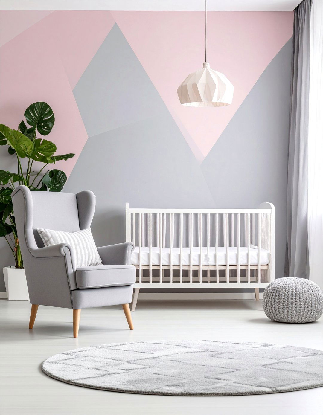 Pink and Gray Modern Geometric Nursery - 25 Pink Nursery Ideas