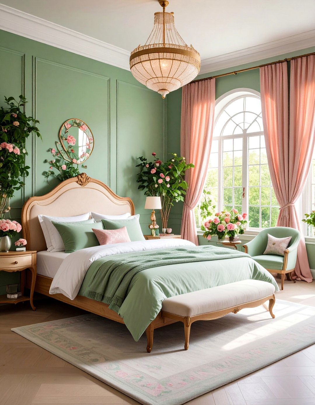 Pink and Green Art Nouveau Bedroom - 25 Pink and Green Bedroom Ideas