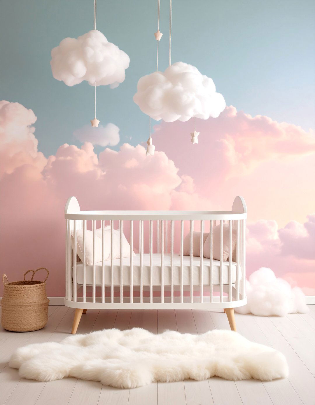 Pink and Green Cloud and Sky Nursery - 25 Pink and Green Nursery Ideas