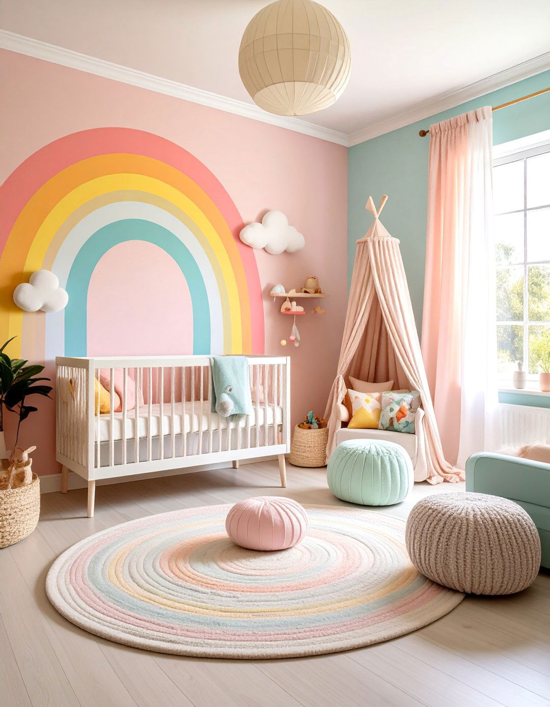 Pink and Green Rainbow Bright Nursery - 25 Pink and Green Nursery Ideas