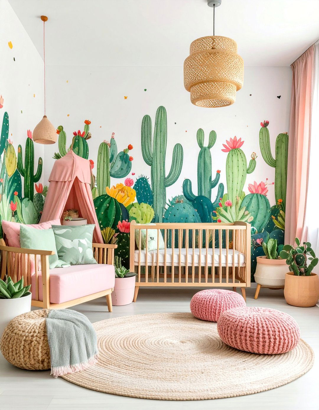 Pink and Green Succulent Garden Nursery - 25 Pink and Green Nursery Ideas