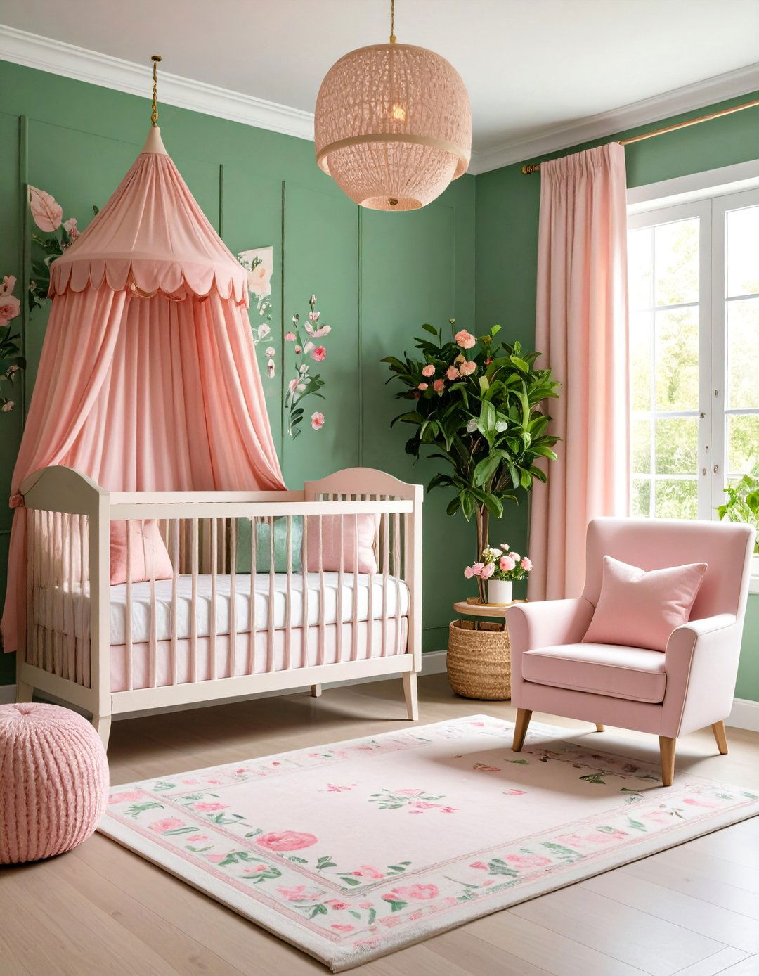 Pink and Sage Floral Fantasy - 25 Nursery Color Ideas