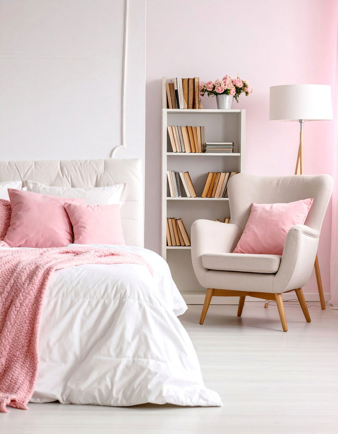 Pink and White Bedroom with Reading Nook - 25 Pink and White Bedroom Ideas
