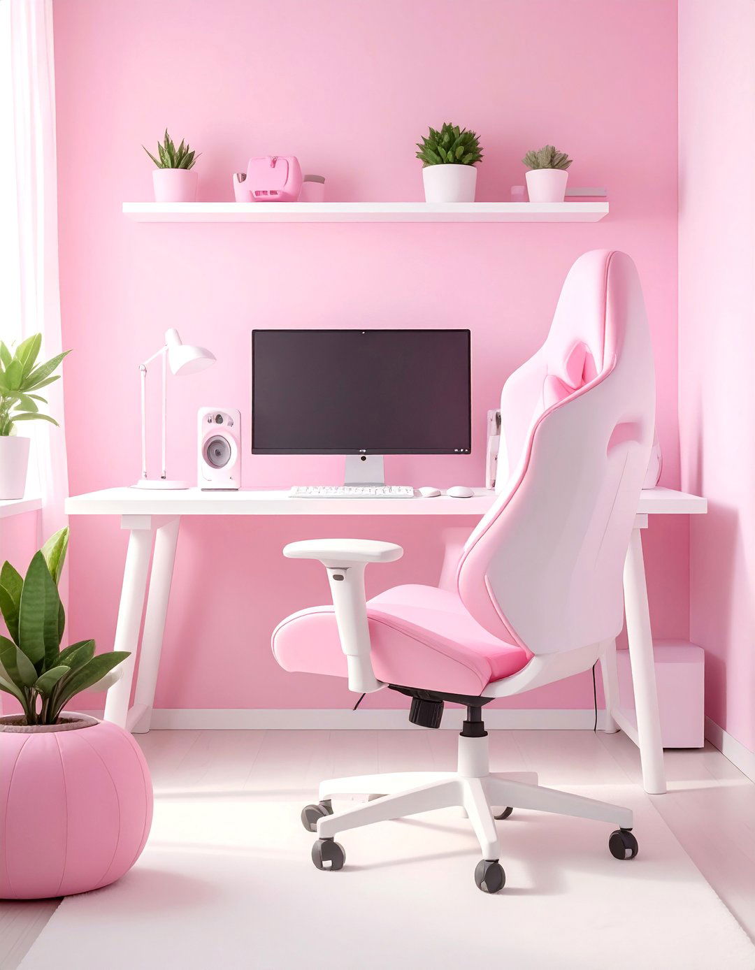 Pink and White Minimalist Gaming Setup - 25 Pink Gaming Setup Ideas